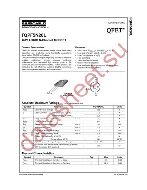 FQPF5N20L datasheet  